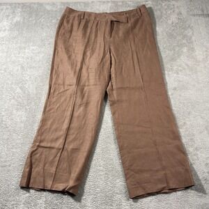 Style & Co Collection Women's Linen Pant 18 Straight Brown Office Boho Earthy